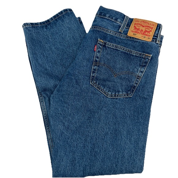 Levis 505 Jeans Mens 38x32(31) Blue Regular Fit Straight Leg Denim Pants‎ - Picture 8 of 8